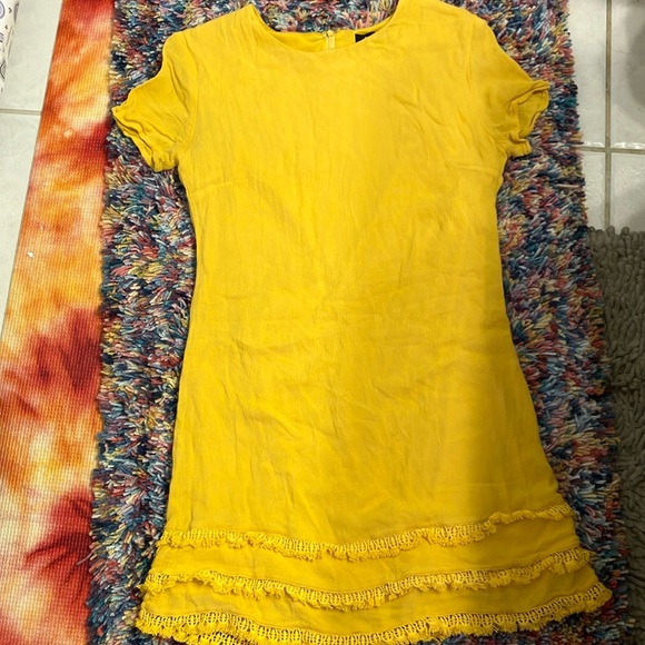 Lulus Dresses & Skirts - Lulu's Bright Yellow Short Sleeve Ruffle Hem Dress